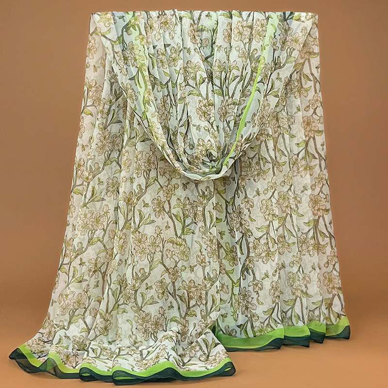 新款优柔纱巾秋冬印花丝巾百搭围巾保暖防晒披肩长款时尚洋气沙滩