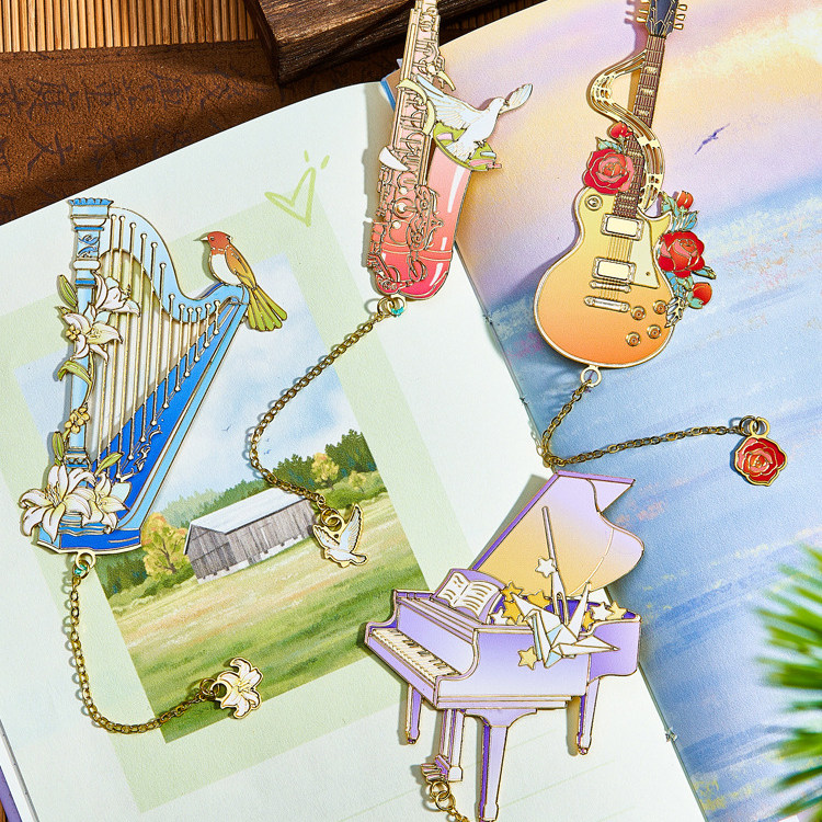 中国风乐器书签精致钢琴吉他古琴琵琶萨克斯纪念品学生奖励礼品