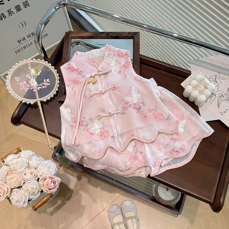 女童夏季中式国风套装2026新款中小童洋气夏装超仙古风汉服两件套