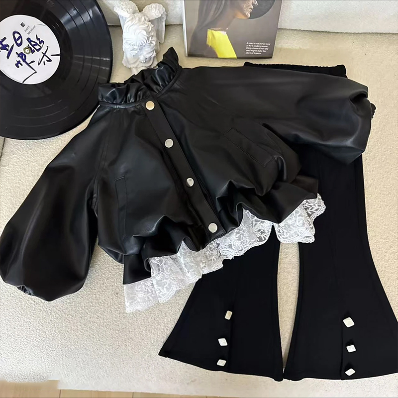 女童秋季外套2025新款甜酷皮衣