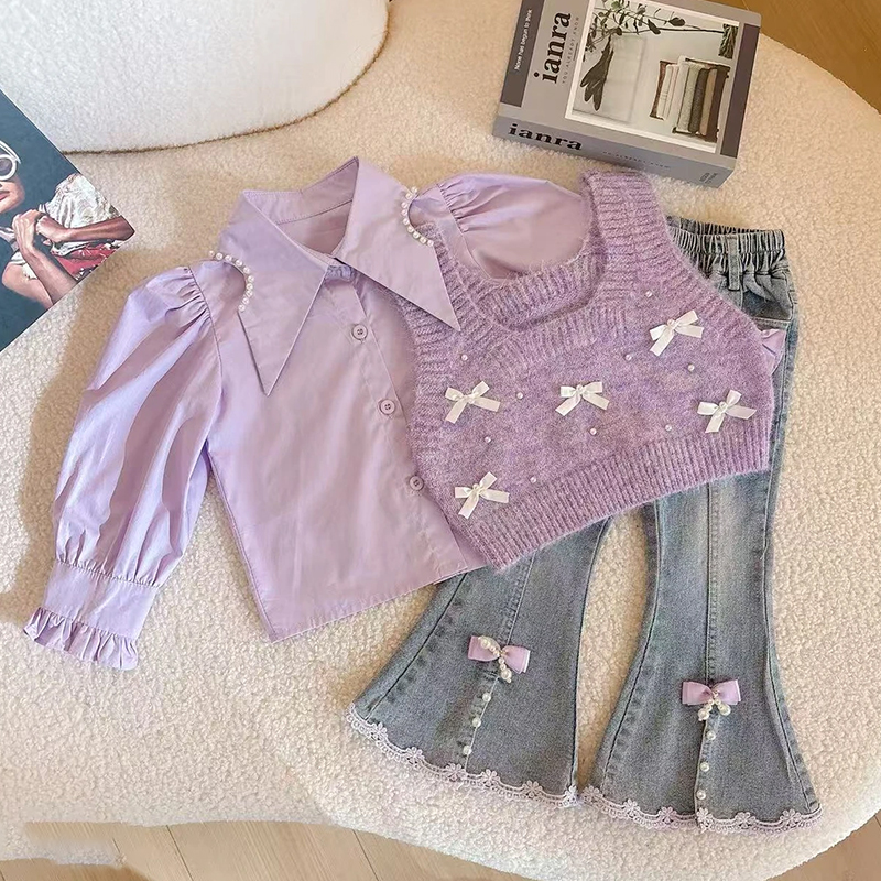 小女孩早秋韩系穿搭三件套装