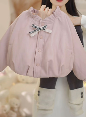 女童冬季加绒加厚保暖皮衣外套2026新款小女孩洋气上衣打底裤套装