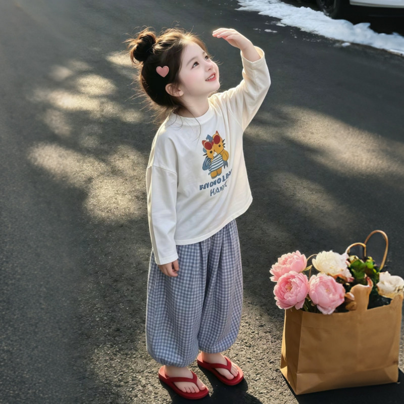 女童秋季卡通可爱风两件套2026新款女孩韩版洋气休闲运动时尚套装