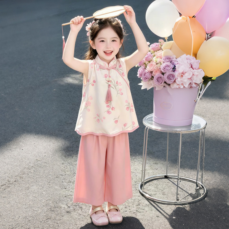 女童新中式汉服套装夏季2026新款女孩国风甜美可爱中小儿童两件套