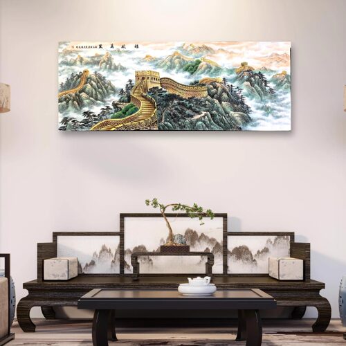 国画名师手绘长城无水靠山图定制