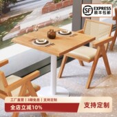 铁艺实木方桌小吃餐饮店方桌椅组合 网红2人单柱餐桌可定制1056