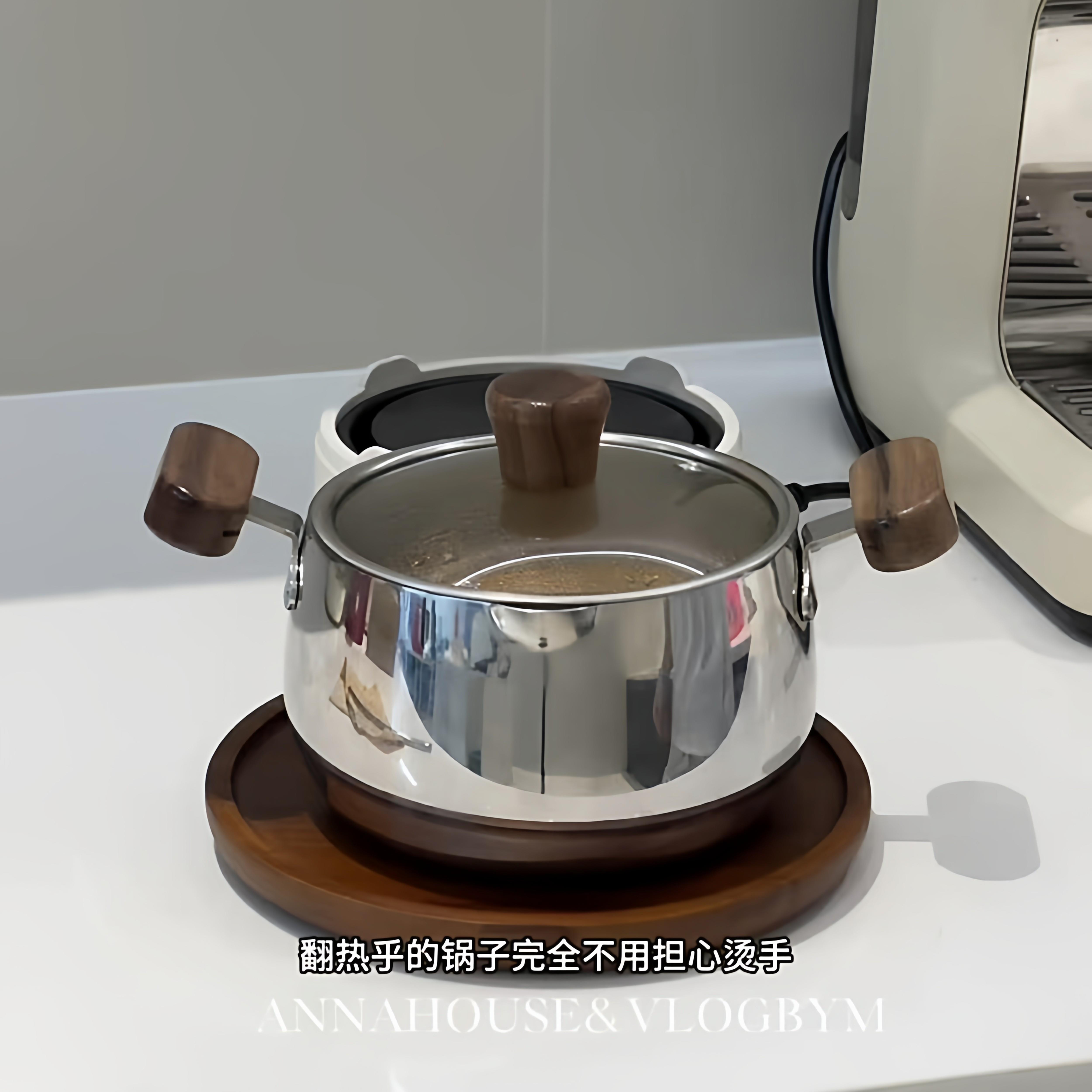 不锈钢一人食泡面小奶锅双耳图片