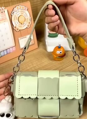 牛油果送女友礼物秋冬针织dly包绿饼干包包diy手工自制编织材料包