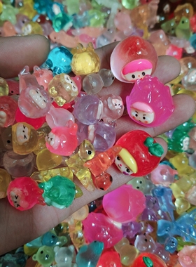 小款批发混款3d立体树脂diy配件饰品车载摆件萌粒桌面小摆件