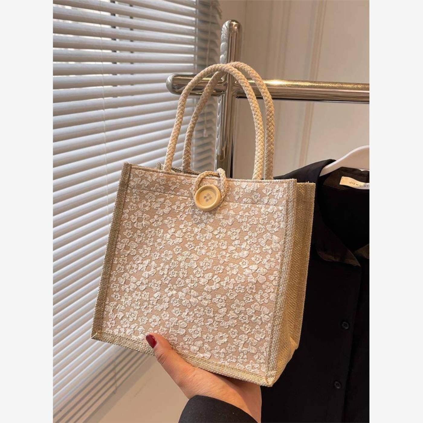 亚麻手提便当袋女2024新款休闲外出妈咪包日系麻布学生手拎饭盒包,箱包皮具/热销女包/男包,手拿包,淘宝优惠券,粉丝福利购,淘宝优惠卷