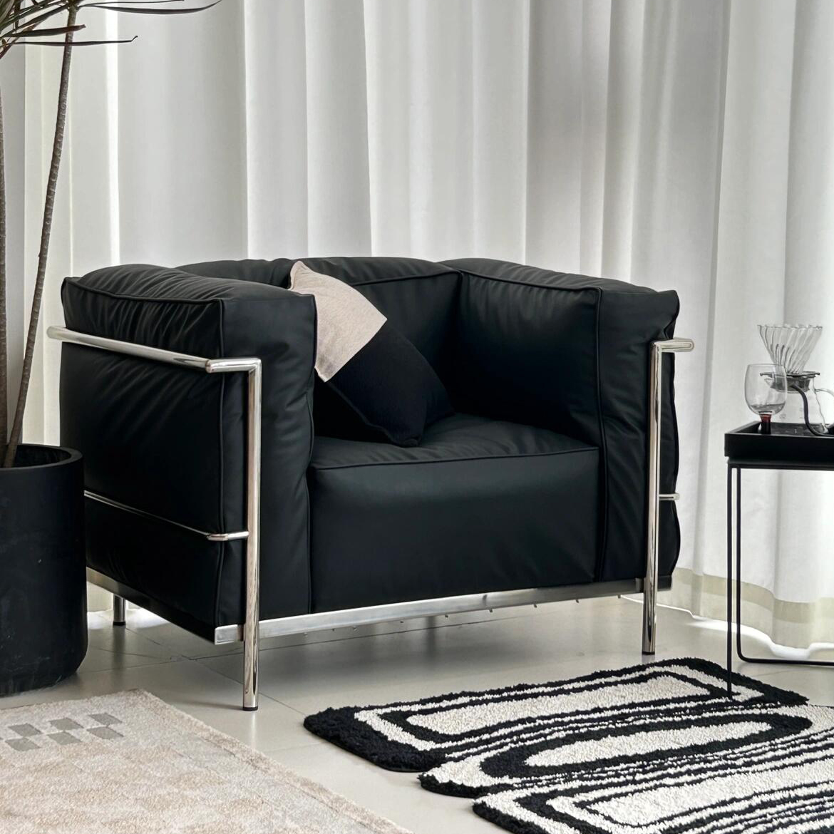 复古油蜡皮中古风单椅