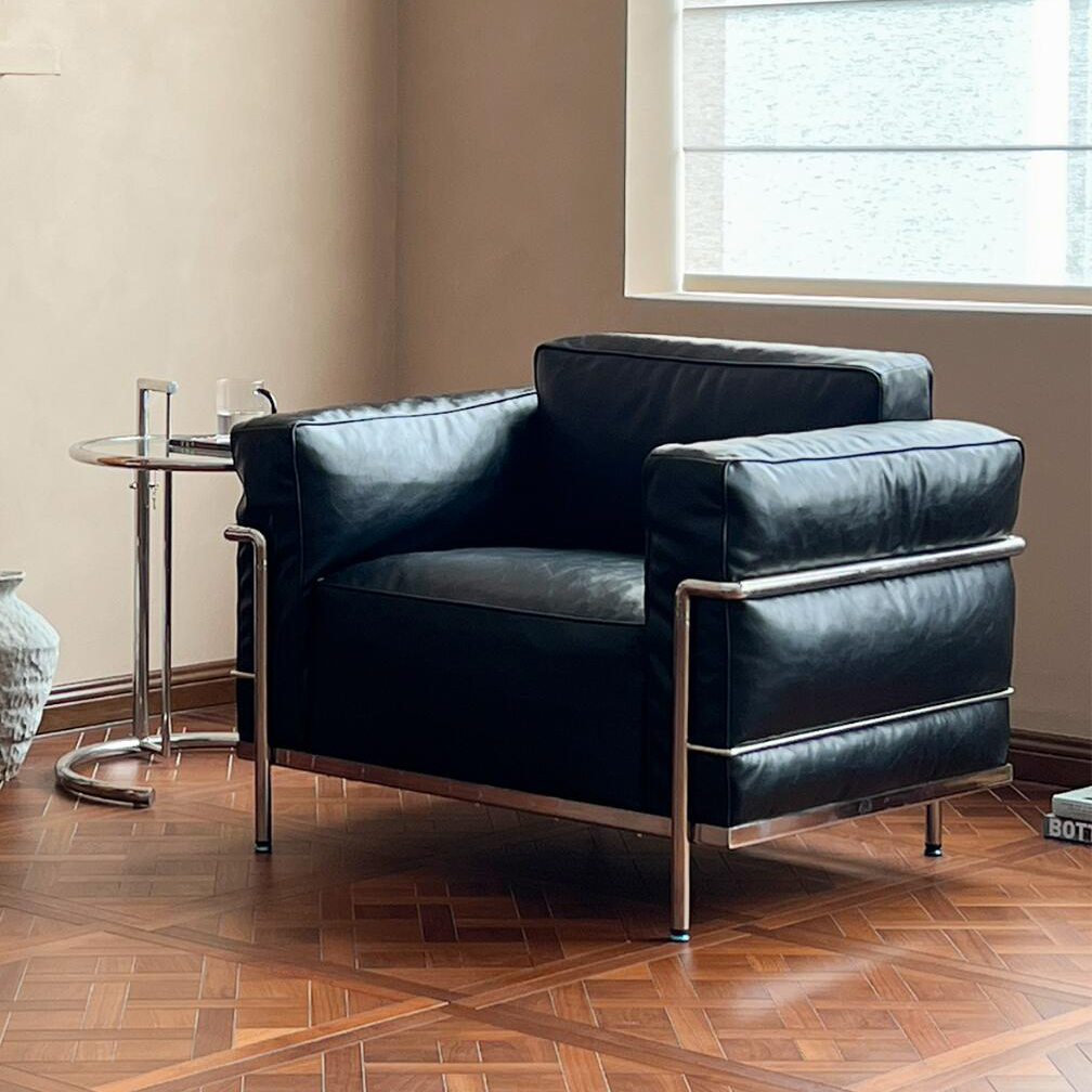 复古油蜡皮中古风单椅