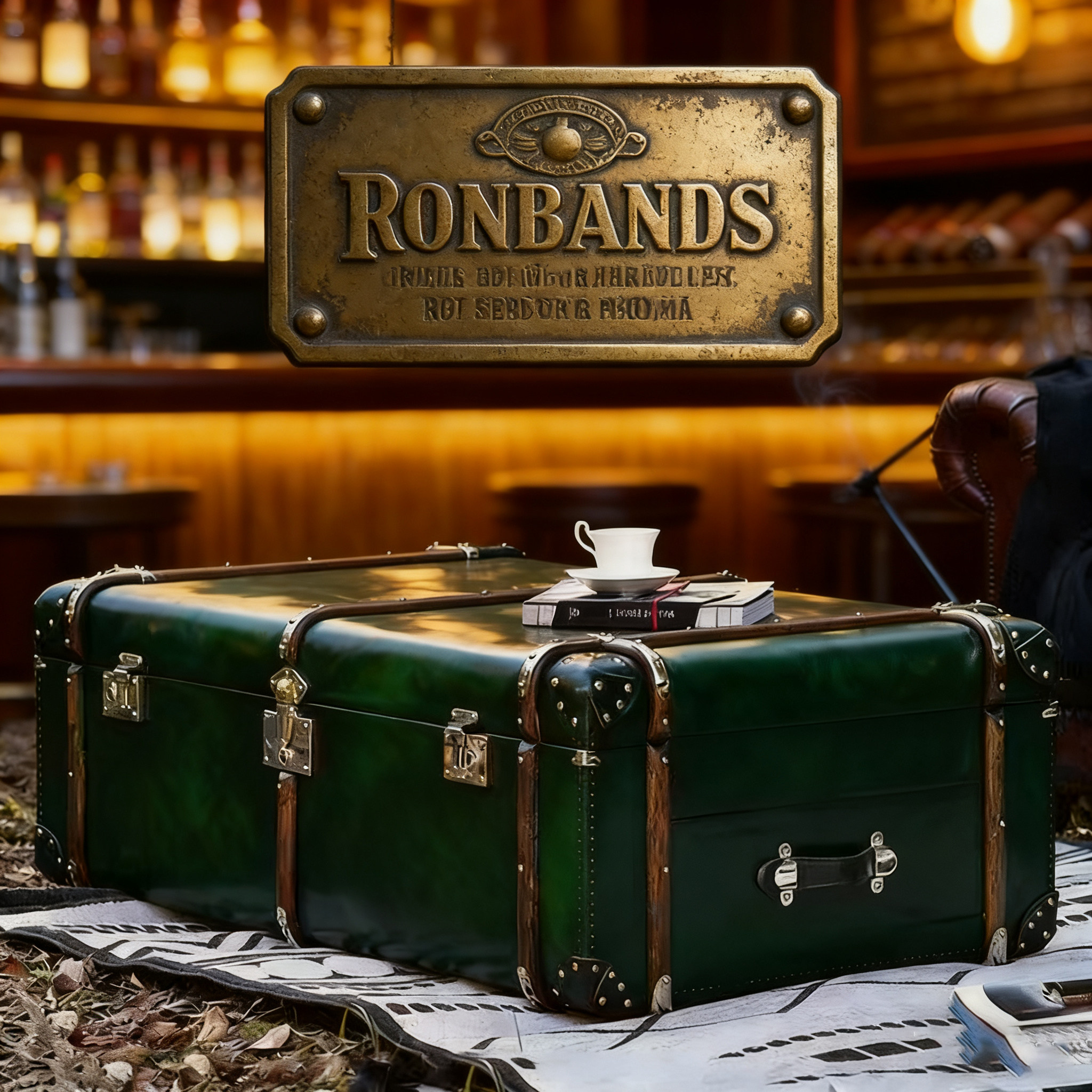 中古风做旧皮箱茶几美式复古实木多层板储物收纳柜雪茄吧客厅家具