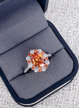 s925纯银4克拉全净精切满钻戒指