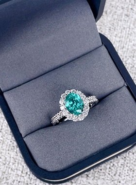 2克拉帕拉伊巴纯银925鸽子蛋戒指