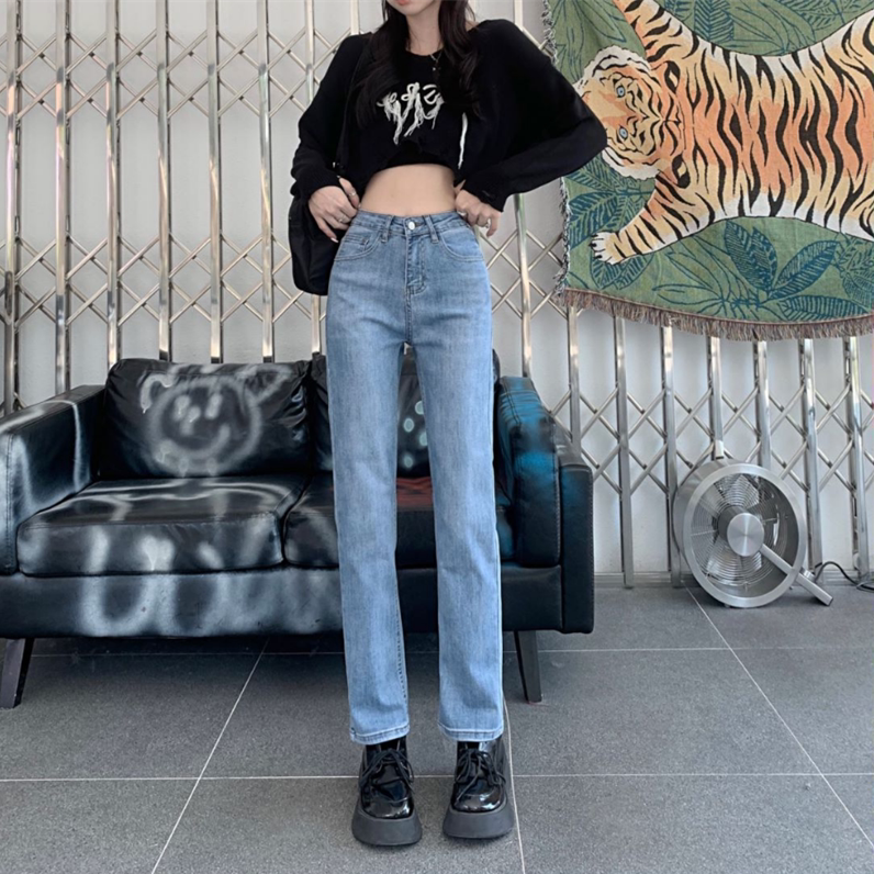 直筒牛仔裤女2026新款爆款夏高腰宽松显瘦九分窄版烟管裤子