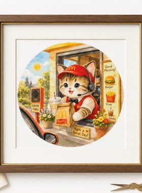 【ZZ8765-金拱门小猫】十字绣2026新款客厅卧室小幅可爱简约动物