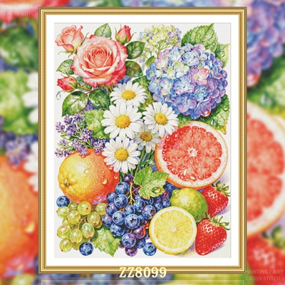 【ZZ8099-夏日鲜花与水果】十字绣2026新款客厅餐厅水果系列简约