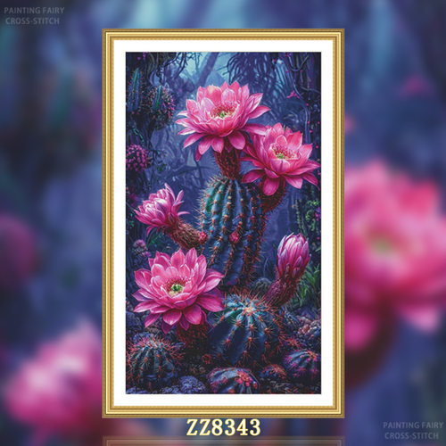 【ZZ8343-奇异仙人掌】十字绣2026新款线绣客厅卧室花卉系列油画