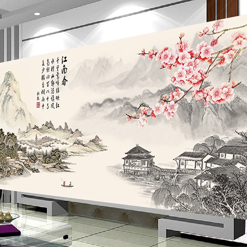 Cross -STITCH Вышивка 2022 Новая гостиная дом большая ландшафтная ландшафтная пейзажа атмосфера атмосфера Jiangnan Spring Руководство по полной вышивке