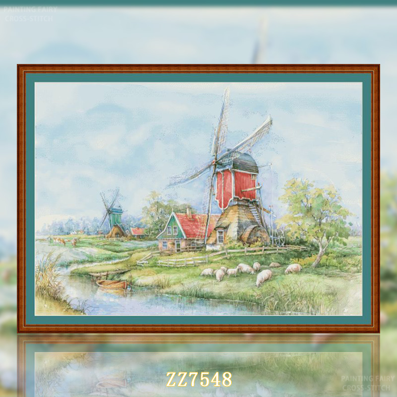 【ZZ7548-乡野风车】十字绣2025新款线绣客厅卧室玄关风景