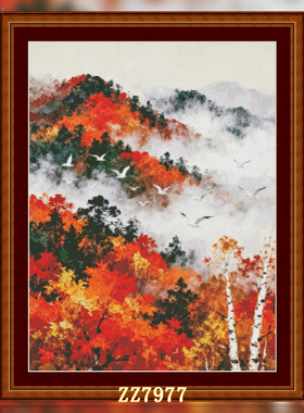 【ZZ7977-秋色入画】十字绣2025新款绣客厅卧室竖版玄关风景