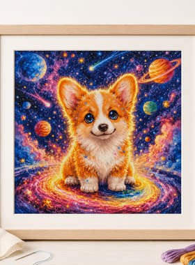 【ZZ8672-星球柯基】十字绣2026年新款客厅餐厅简约可爱动物系列