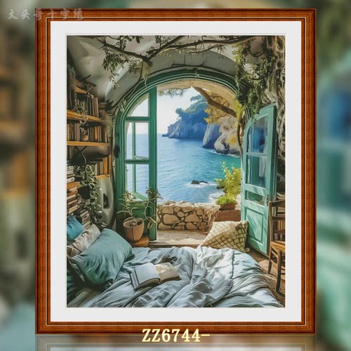 【ZZ6744-海边梦境小屋】十字绣2026年新款客厅餐厅欧式风景油画