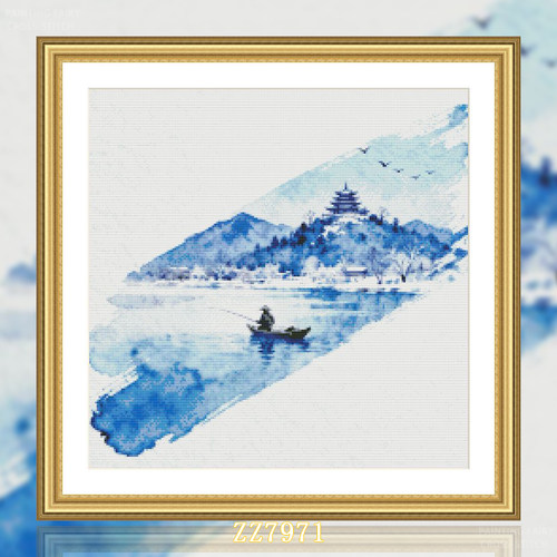【ZZ7995-独钓寒江雪】十字绣2025新款线绣客厅卧风景