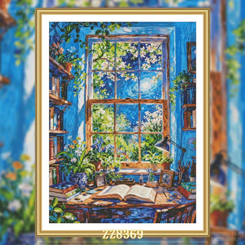 【ZZ8369-星空下的书桌】十字绣2026新款线绣客厅卧室餐厅风景画