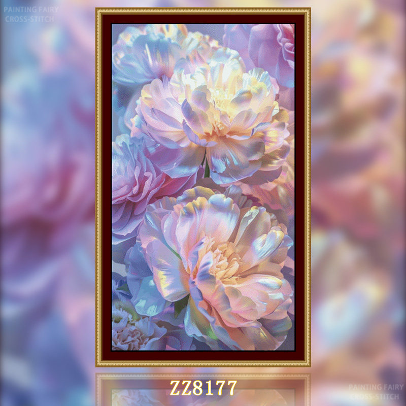 【ZZ8177-流光芍药】十字绣2026年客厅餐厅简约花卉系列竖版油画
