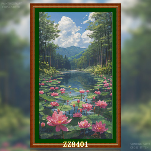 【ZZ8401-秘境红莲】十字绣2026新款客厅餐厅花卉系列风景玄关画
