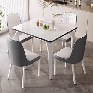 钢化玻璃家用吃饭桌子小户型2 4人正方形出租房餐桌椅组合四方桌