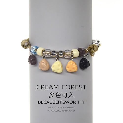手工串珠宠物项圈深色系香樟木驱