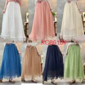 减龄时尚 蕾丝拼接半身裙女文艺中长款 宽松百搭高腰过膝裙L35