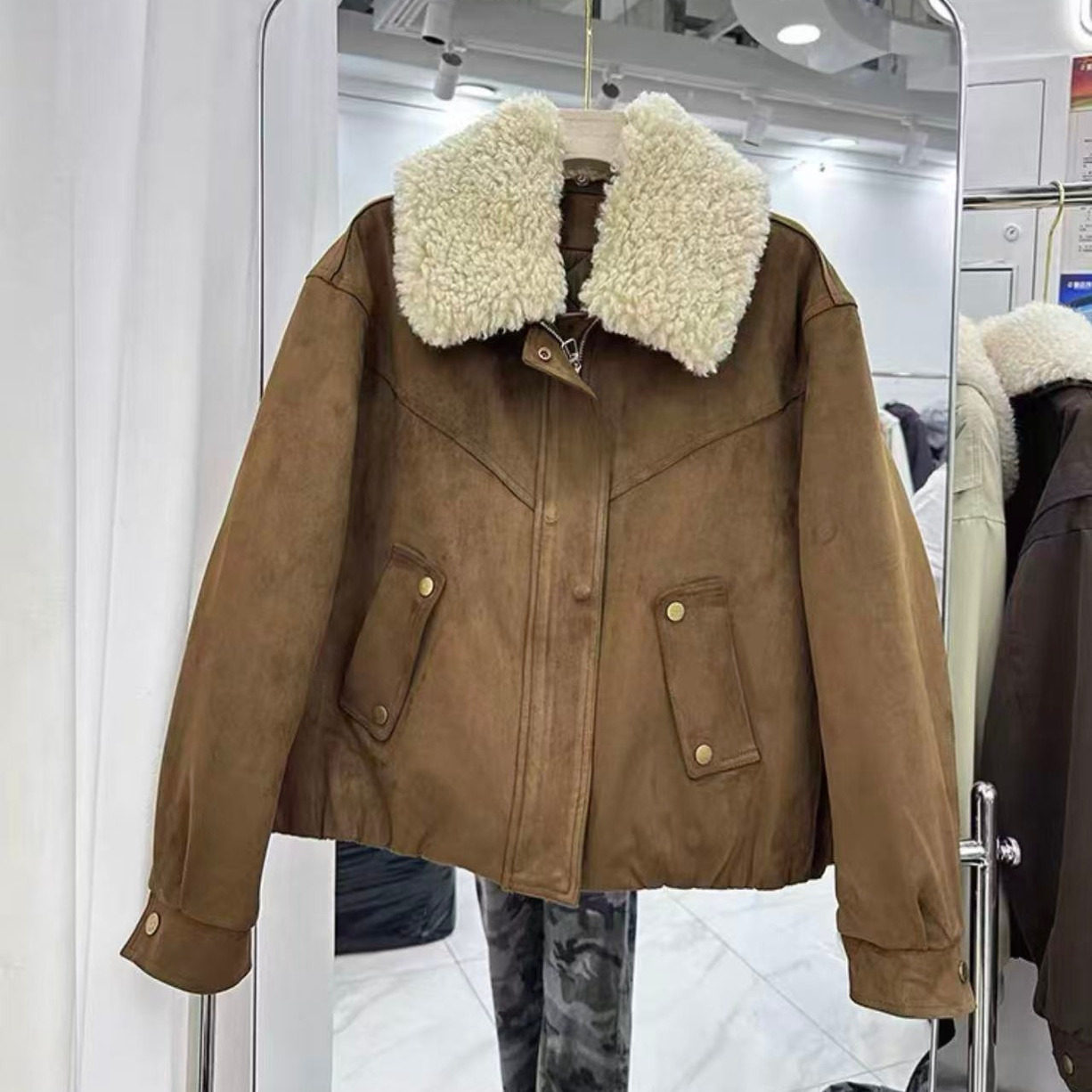 时尚麂皮绒羊羔毛领短款棉服女宽松显瘦加厚保暖外套潮n15,女装/女士精品,棉衣/棉服,淘宝优惠券,粉丝福利购,淘宝优惠卷