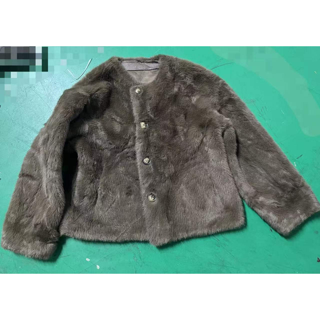 新款时尚仿水貂毛皮草外套女高级感宽松显瘦单排扣上衣B23