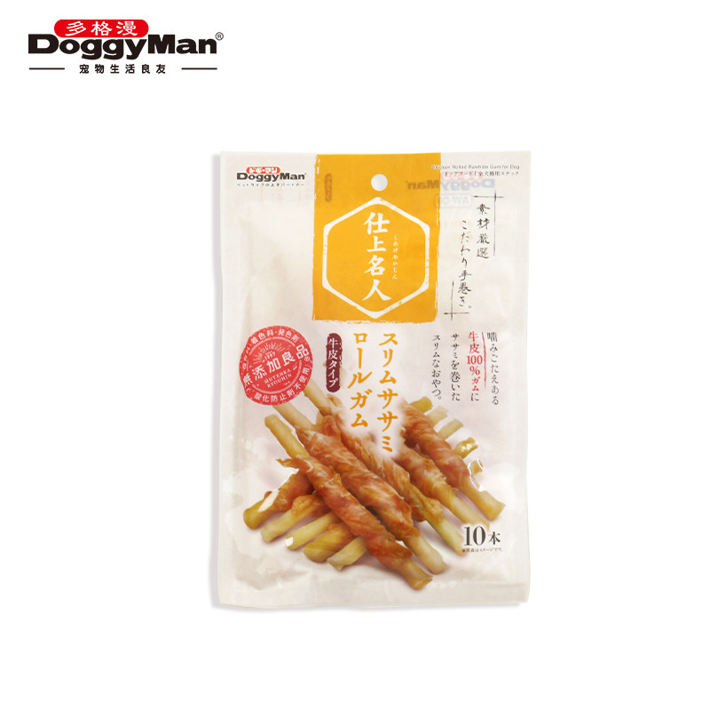 日本多格漫名仕系列鸡肉绕瘦身牛皮卷10根 鸡肉磨牙犬零食