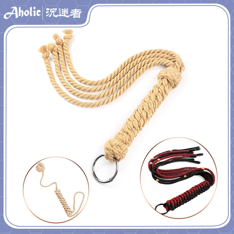 沉迷者 绳艺编制绳鞭子手工甩球鞭子 红黑双拼编织鞭sp小圈工具