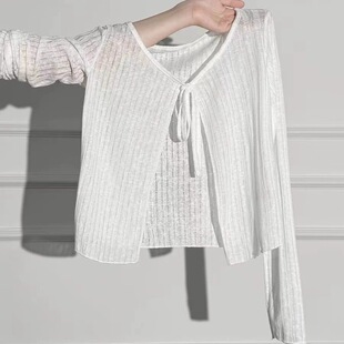 针织防晒开衫 春夏绝美 微透罩衫 T恤薄款 女小上衣 配吊带裙外搭长袖