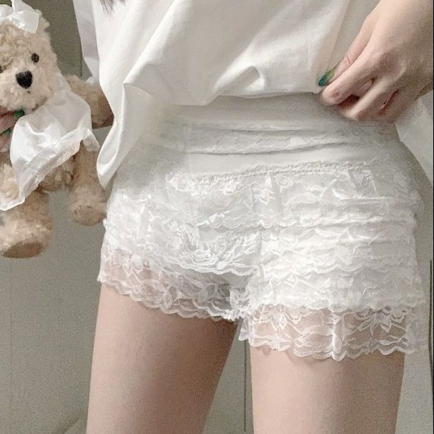 打底裤女春夏新款韩版蕾丝蛋糕层三分裤设计感短裤防走光安全裤女