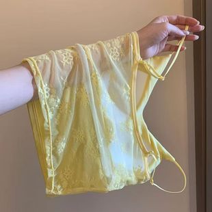 上衣女辣妹穿搭纯欲风2025新款 蕾丝吊带带胸垫背心女夏外穿无袖