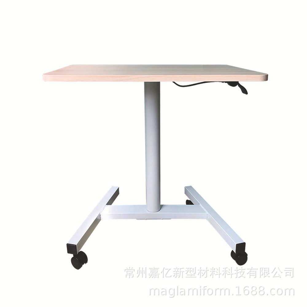 现代简约可移动气动单柱高度可调节单人咖啡桌