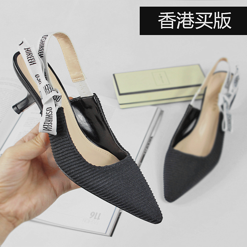 猫跟凉鞋刘亦菲同款高跟鞋女夏新款坡跟字母蝴