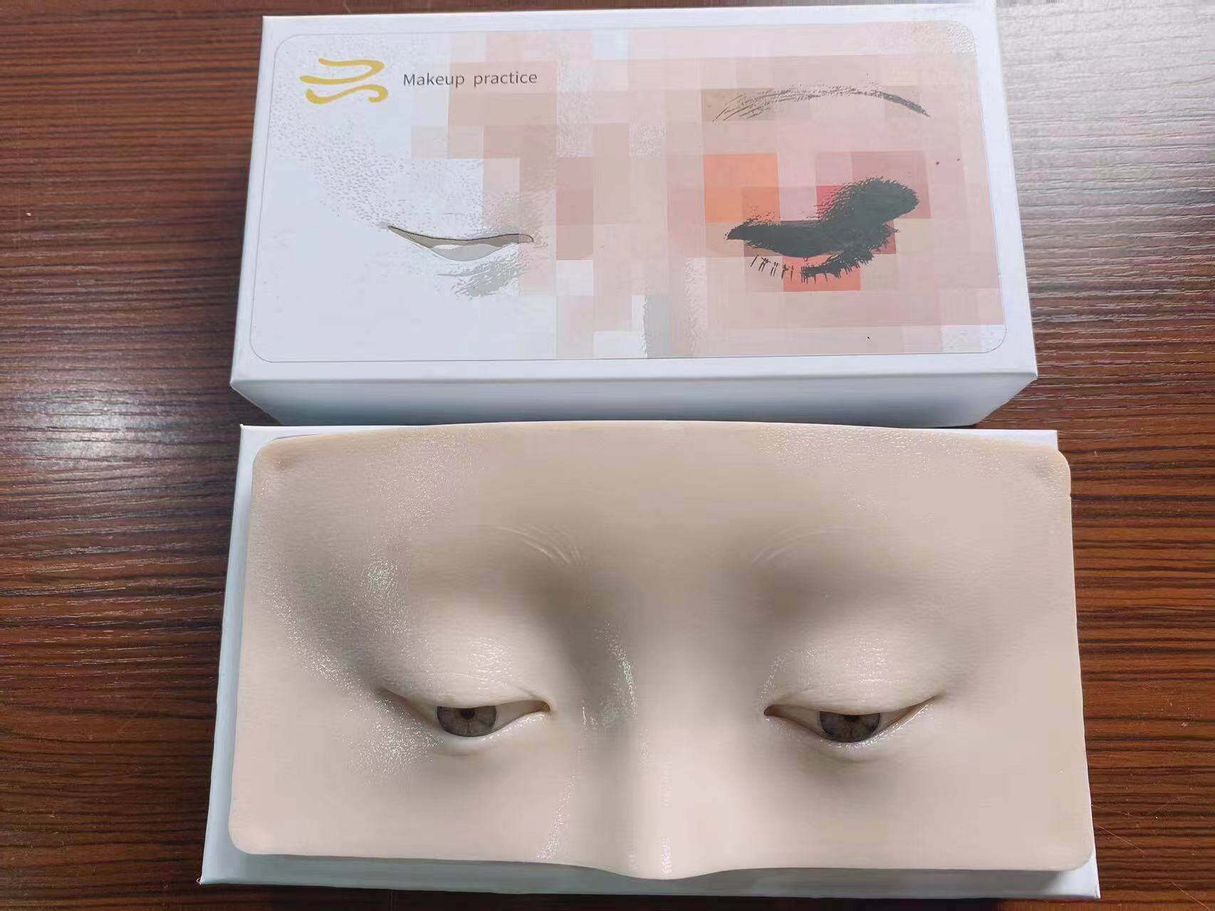 新手化妆练习假脸黑白黄皮涂画眼影初学仿真皮纹眉眼线眉毛3D硅胶