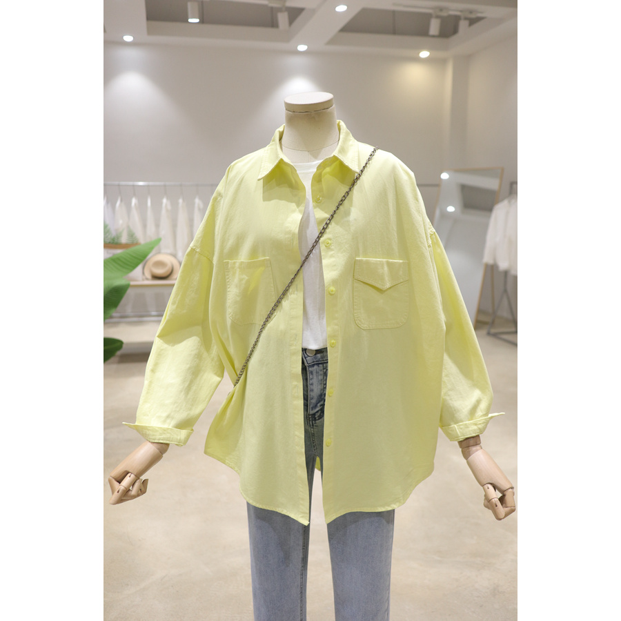 宽松大板型2024春装宽松显瘦中长款棉质长袖衬衫女百搭衬衣
