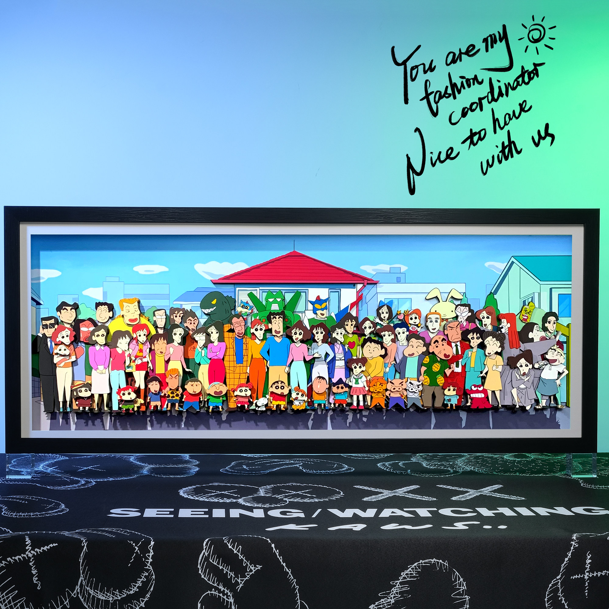 蜡笔小新全家福3D立体画可摆可挂客厅卧室装饰画动漫周边创意礼物