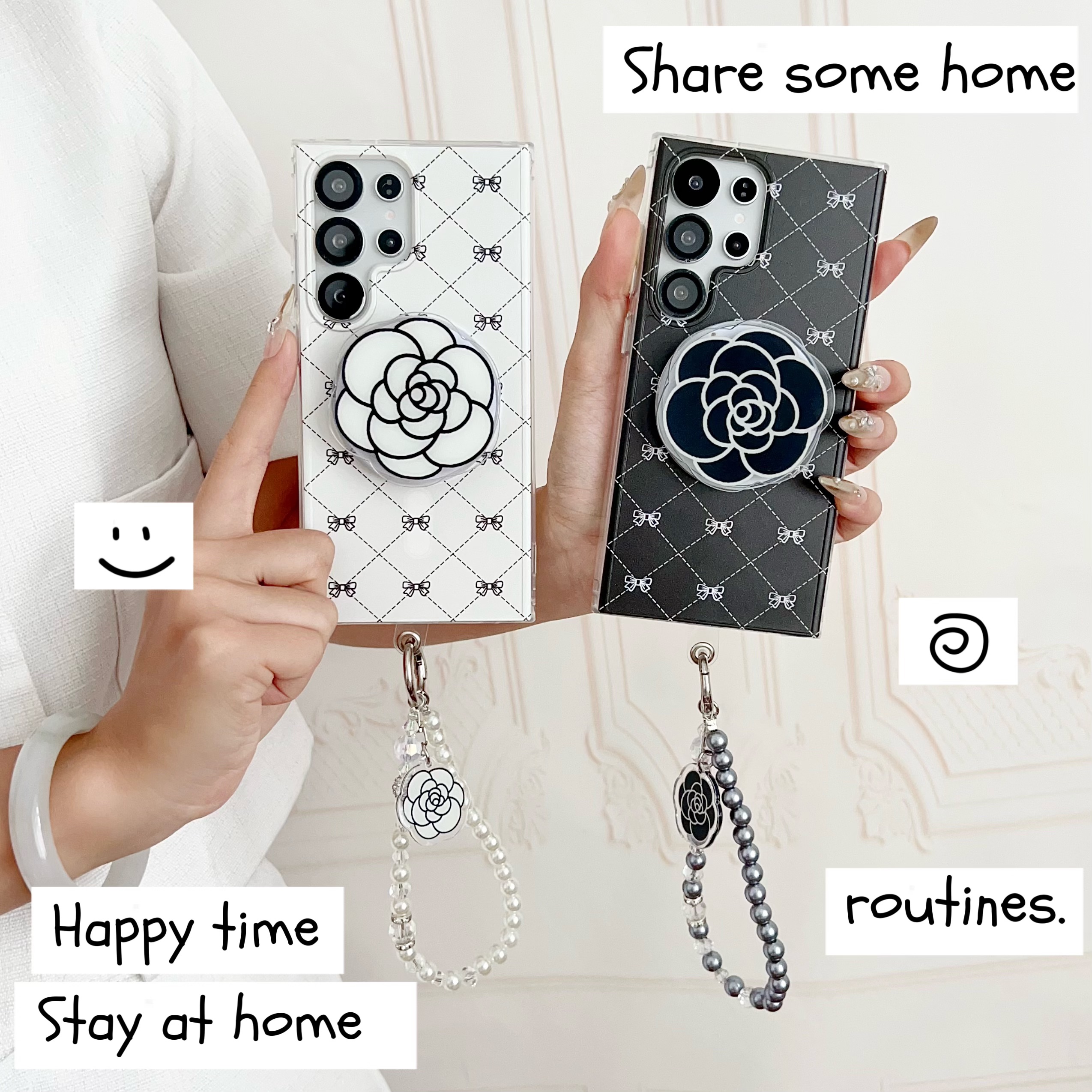 线条山茶花magsafe磁吸三星s25ultra手机壳s24ultra保护套S23plus软边防摔壳S23ultra时尚轻奢S25+女款硅胶套