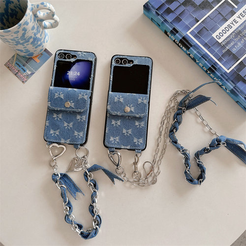 蝴蝶牛仔卡包三星zflip7手机壳折叠屏zflip6保护套zflip4防摔壳zflip5时尚轻奢W24 Flip女款zflip7fe翻盖个性