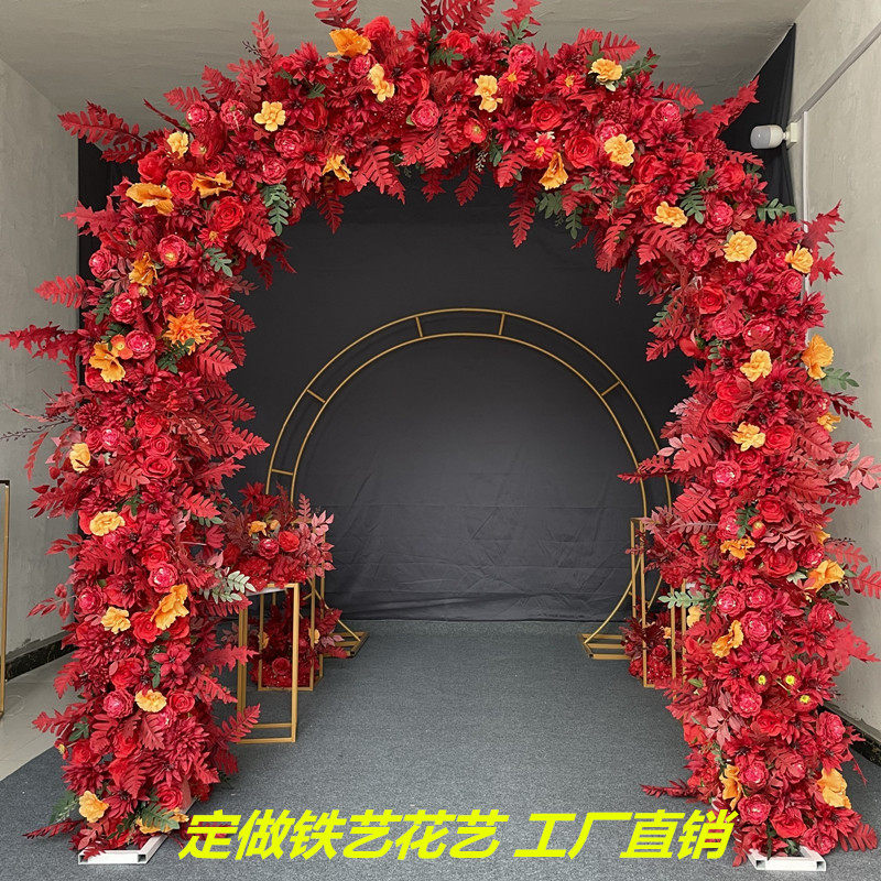 新款铁艺双杆拱门架子舞台布置t台扎花门婚礼场景装饰背景门型架